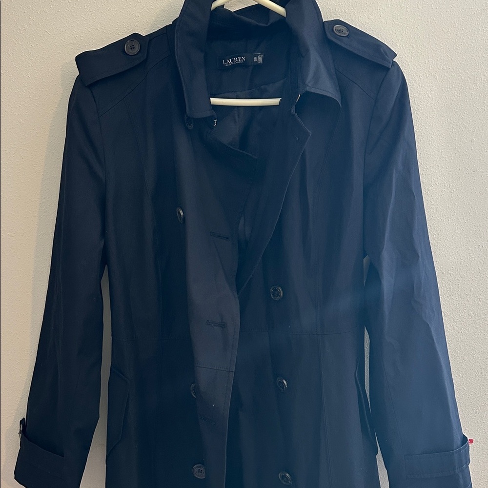 Lauren Ralph Lauren Navy Double-Breasted Trench Coat